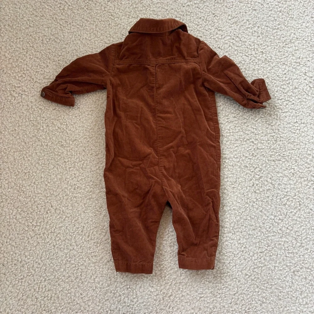 Old Navy Baby Boy Brown Corduroy Jumpsuit Size 6-12 Months